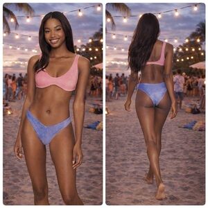 Zimmermann Pink and Blue Sparkly Glitter Bikini Set